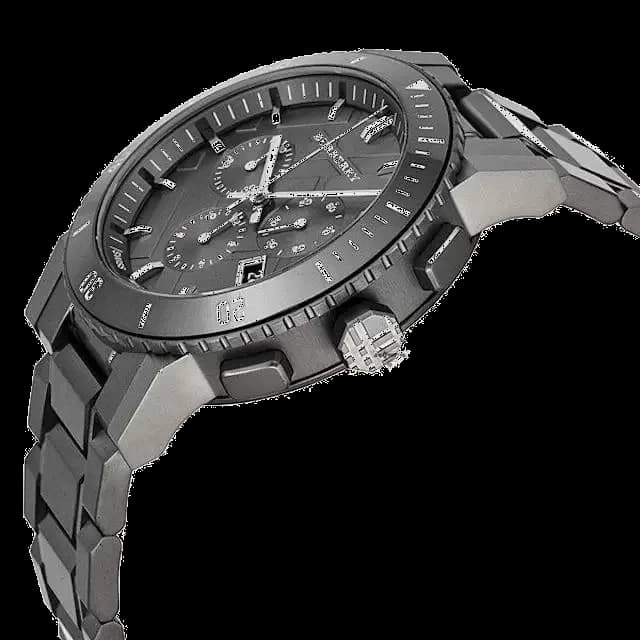 Montre Homme Burberry BU9381 chronographe sport swiss made en acier gris vue 3