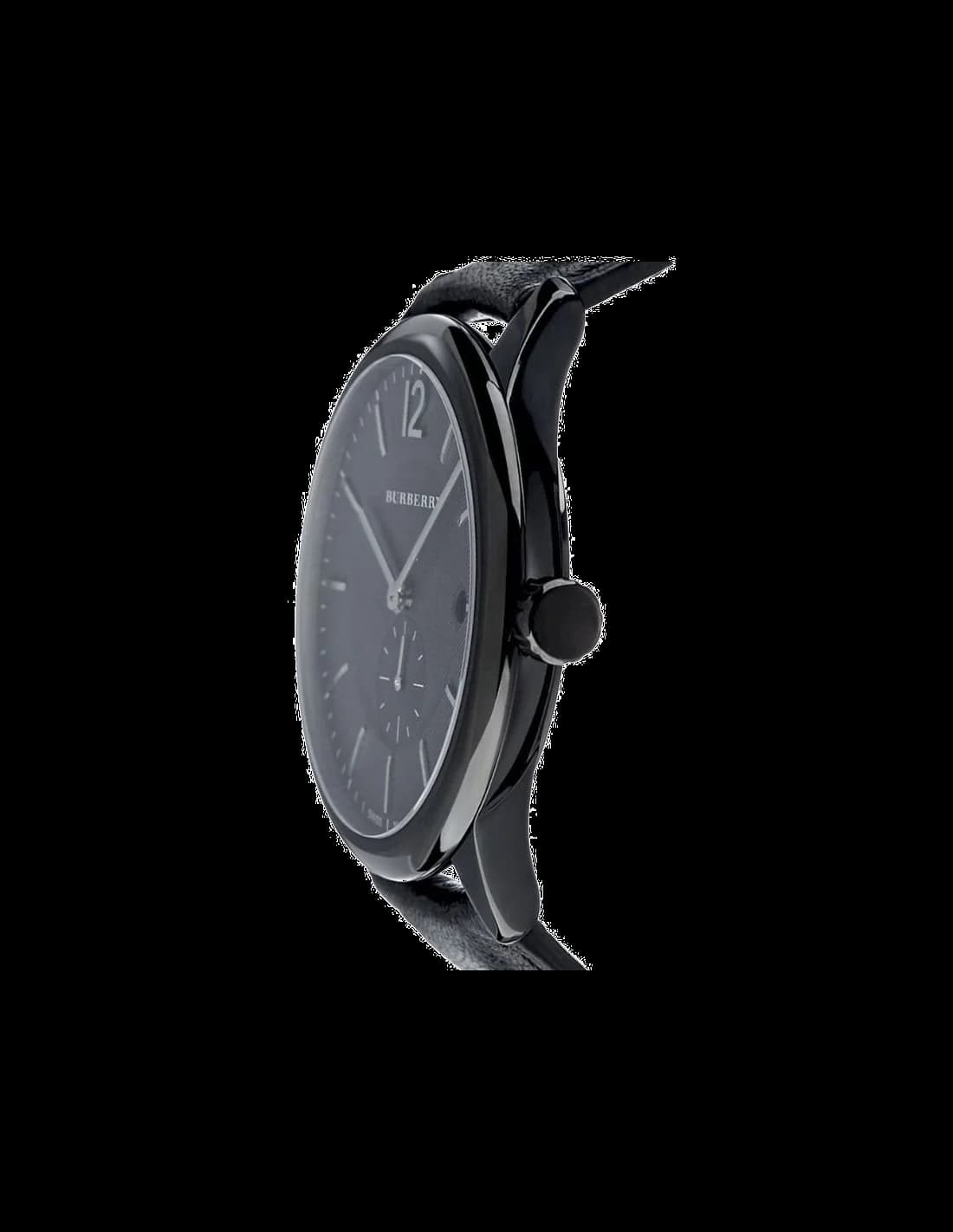 Montre Burberry BU10003 avec cadran à motif check et bracelet en cuir noir vue 2