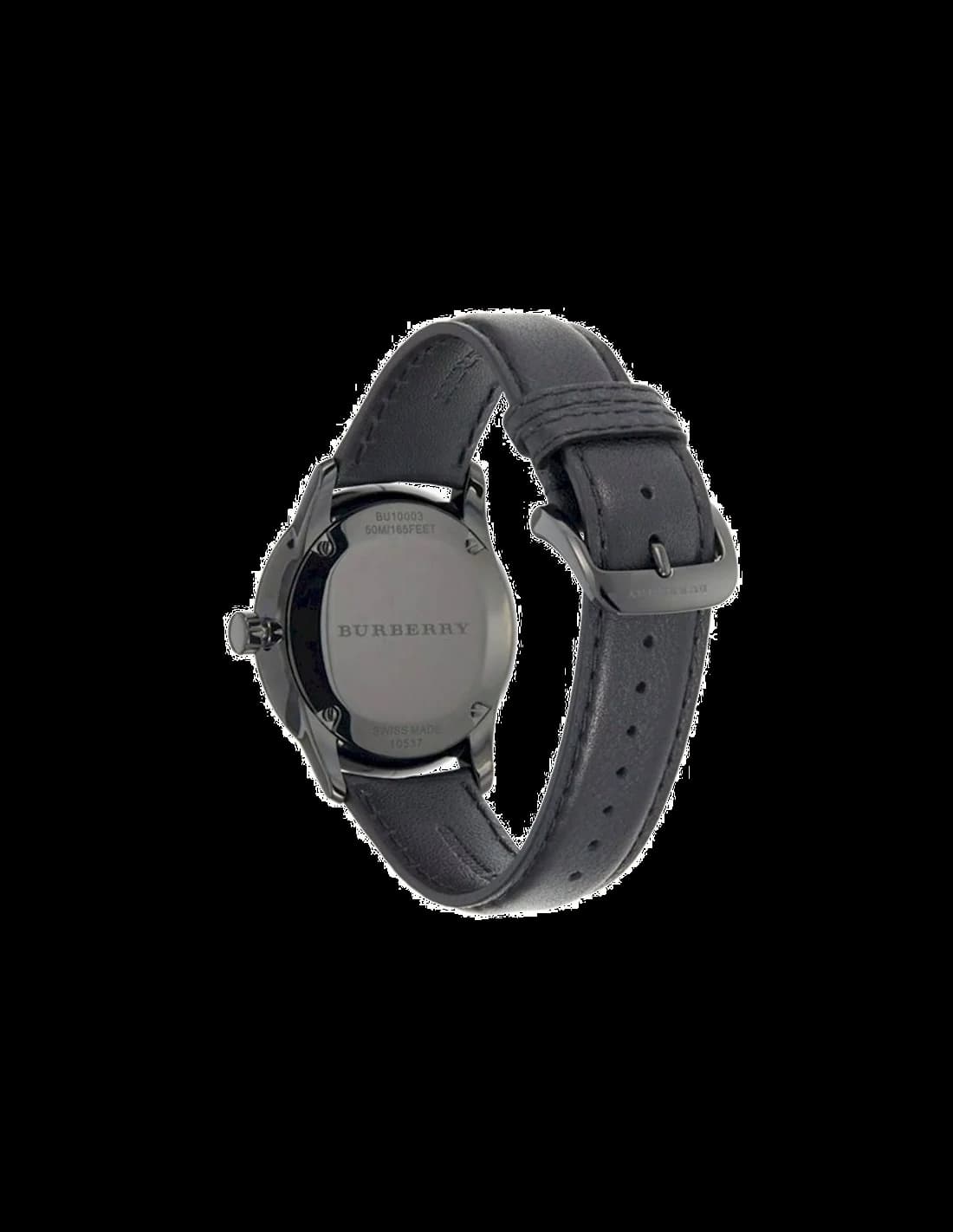 Montre Burberry BU10003 avec cadran à motif check et bracelet en cuir noir vue 3