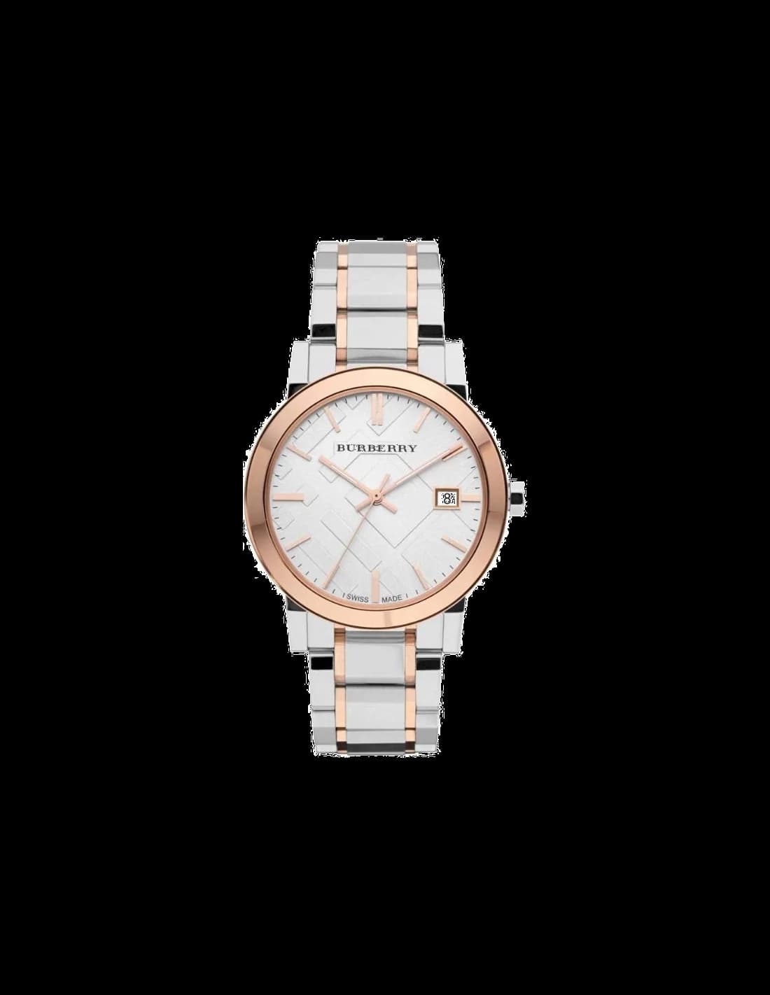 Montre Burberry BU9006 en Acier Inoxydable Bicolore Argent et Or Rose