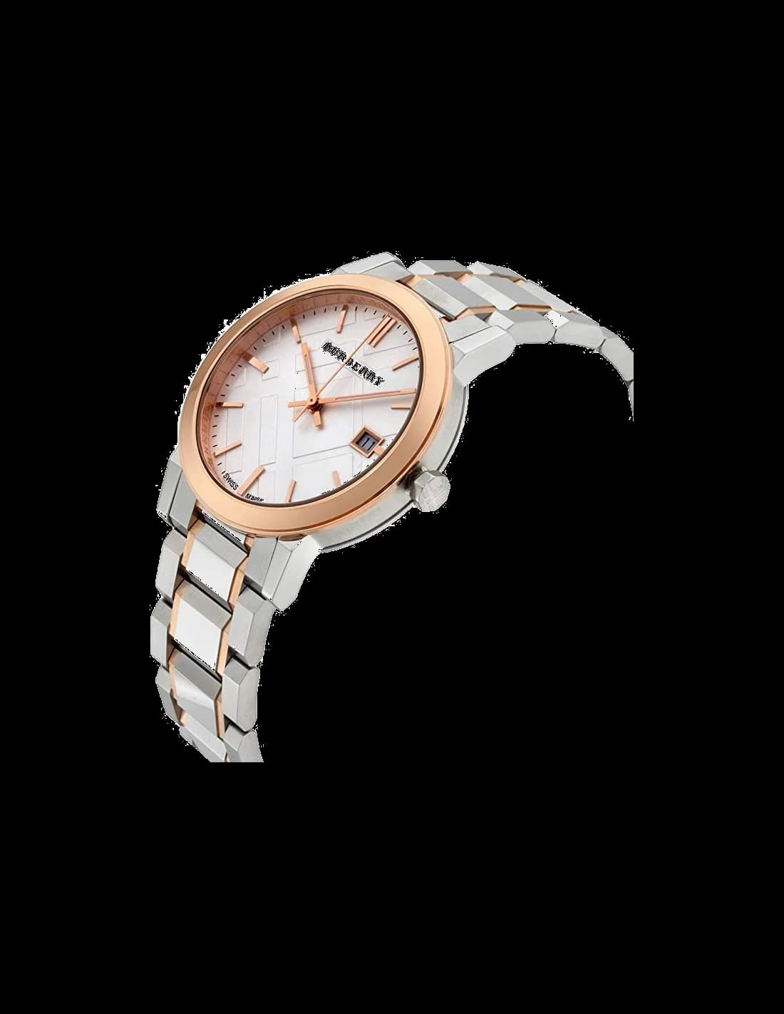 Montre Burberry BU9006 en Acier Inoxydable Bicolore Argent et Or Rose vue 3