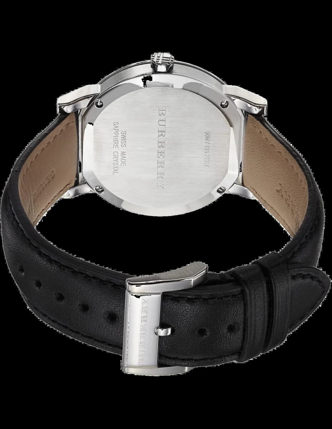 Montre Homme Burberry BU9009 ronde bracelet en cuir noir vue 2