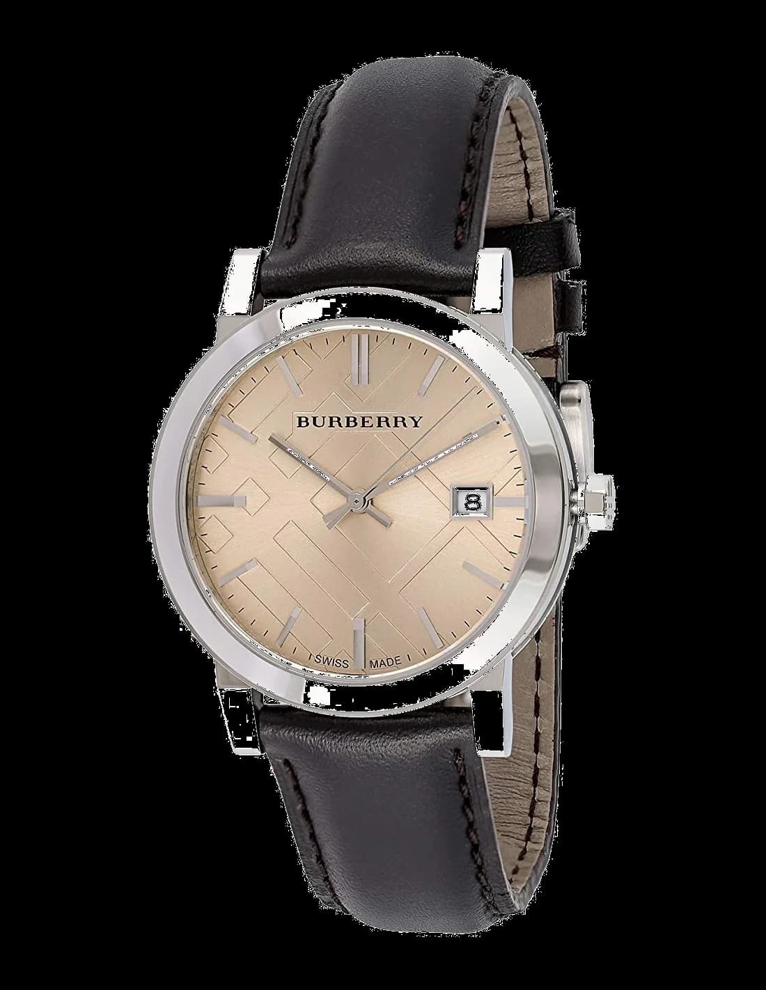 Montre Burberry BU9011 Bracelet Cuir Marron et Cadran à Motifs Gravés