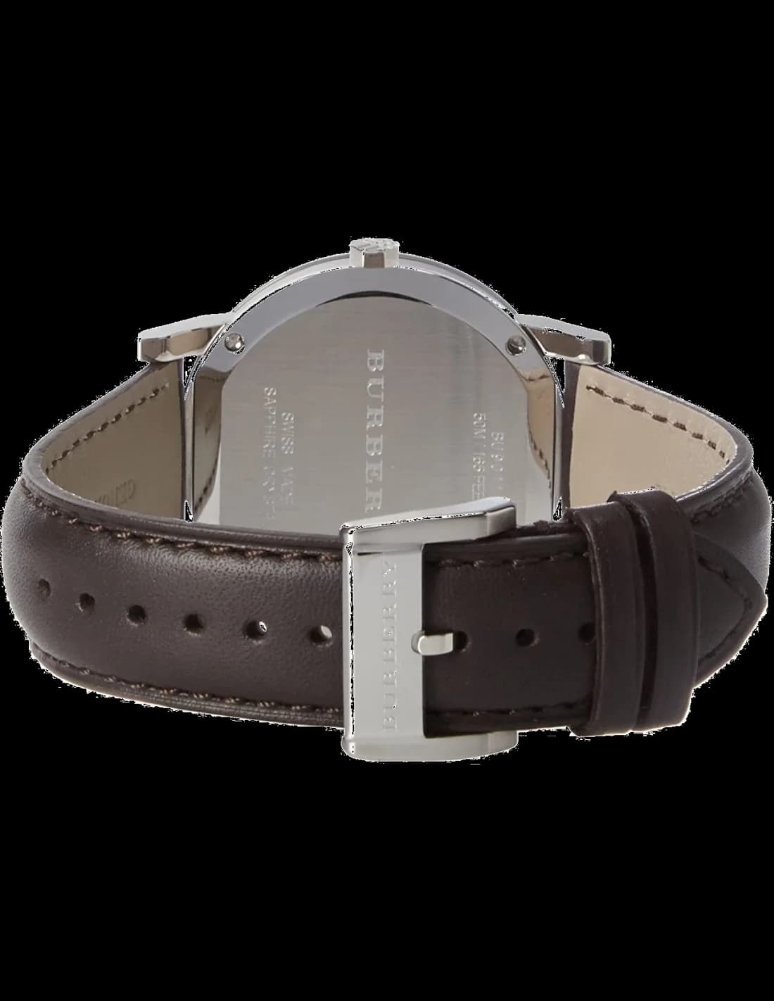 Montre Burberry BU9011 Bracelet Cuir Marron et Cadran à Motifs Gravés vue 3