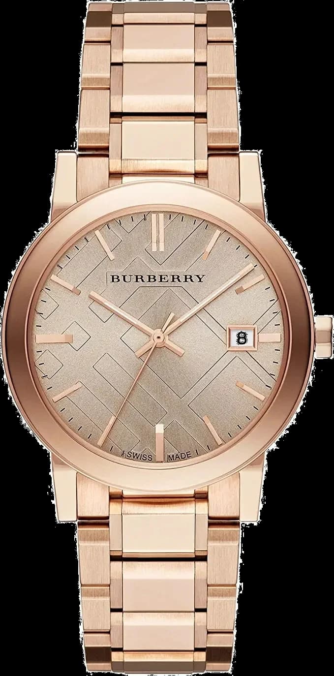 Montre Femme Burberry BU9034 City Métal Or Rose et Cadran Blanc