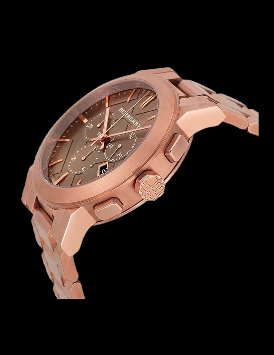 Montre Homme Burberry BU9353 Chronographe Acier Or Rose et Cadran Marron vue 2