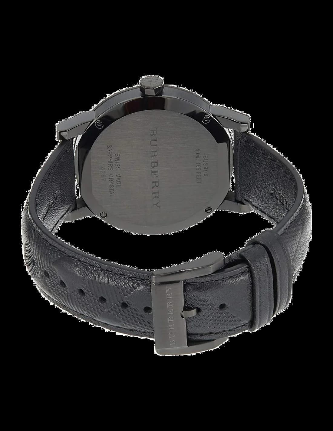 Montre Burberry BU9906 avec bracelet en cuir noir vue 3