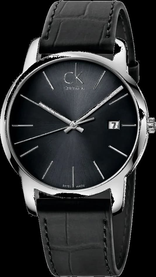 Montre Homme Calvin Klein City K2G2G1C3 Quartz cadran noir bracelet en cuir noir