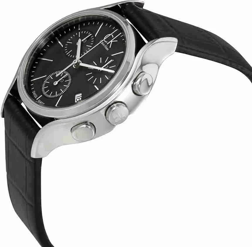 Montre Femme Calvin Klein K2U291C1 Chronographe Cuir Noir Swiss Made vue 2