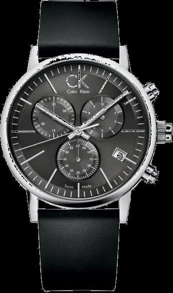 Montre Calvin Klein K7627107 Chronographe en Acier Poli et Cuir Noir