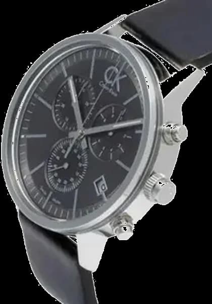 Montre Calvin Klein K7627107 Chronographe en Acier Poli et Cuir Noir vue 2