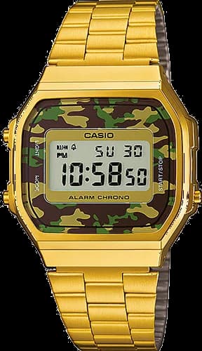Montre Casio A168WEGC-3EF Dorée avec Cadran Camouflage Vert Militaire
