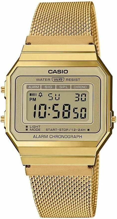 Montre Casio A700WEMG-9AEF Dorée à Affichage Digital et Maille Milanaise