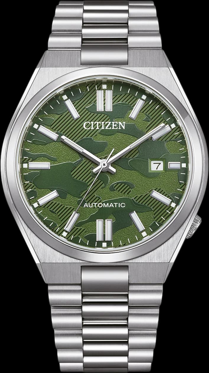 Montre Citizen NJ0159-86X Automatique Cadran Vert Camouflage et Bracelet Acier