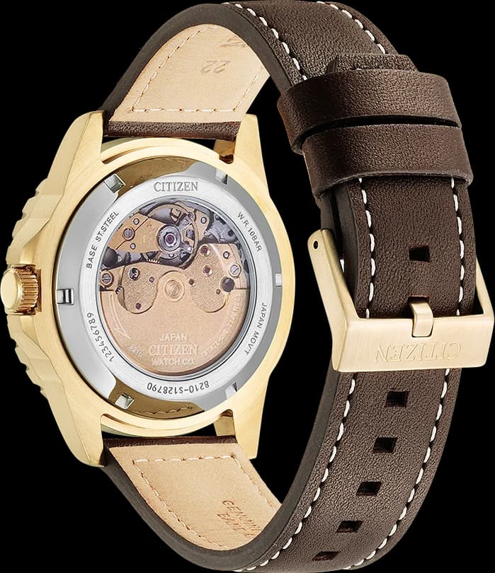 Montre Citizen NJ0173-18X Automatique Cadran Vert et Cuir Marron vue 2