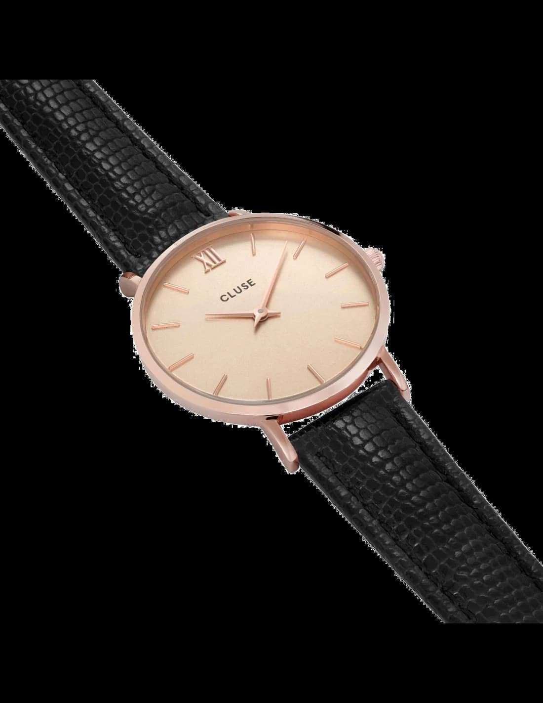 Montre Femme Cluse Minuit CL30051 Noir cadran or rose vue 2
