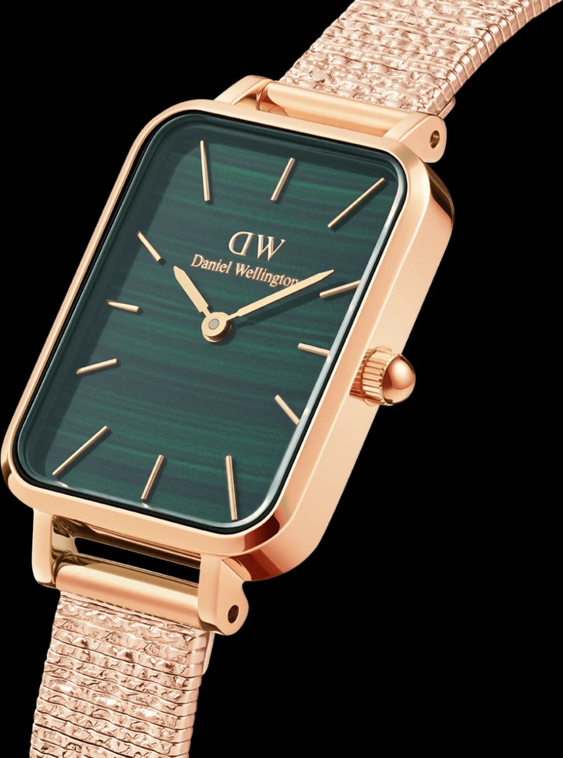 Montre Femme Daniel Wellington Quadro Pressed Ever rosegold cadran vert vue 2