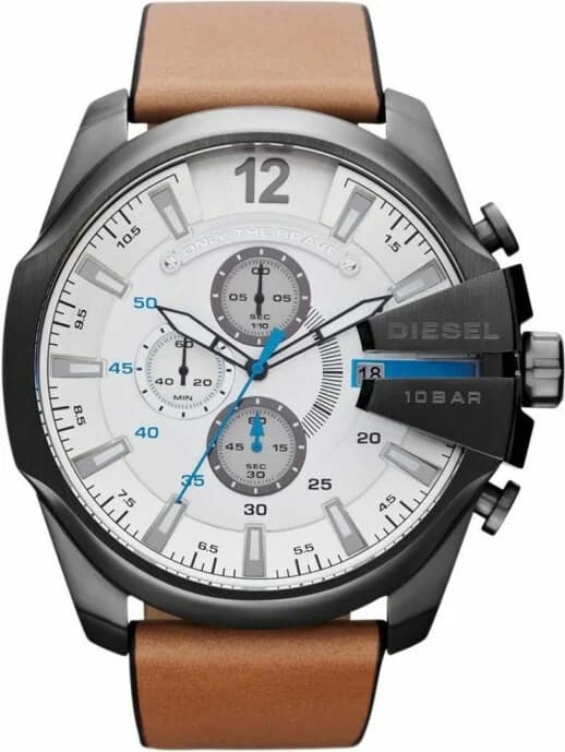 Montre Homme Diesel DZ4280 Mega Chief avec bracelet en cuir marron vue 3