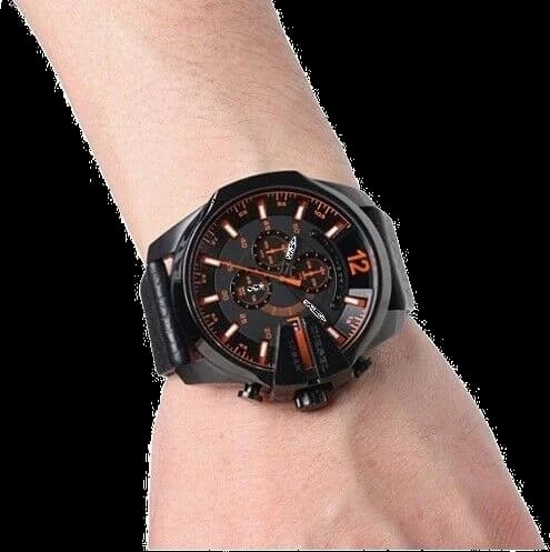 Montre Diesel DZ4291 Cadran Noir et Orange avec Bracelet en Cuir vue 3