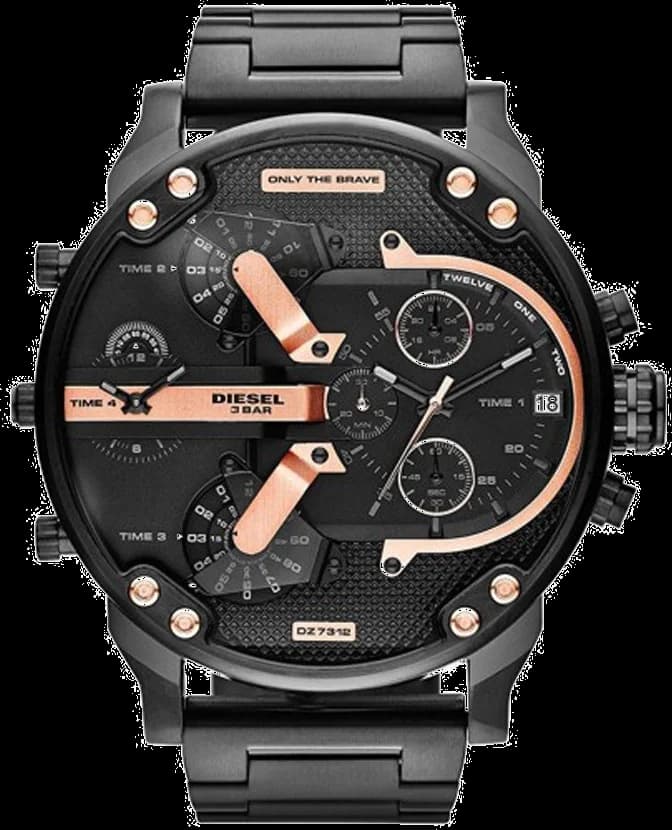 Montre Diesel DZ7312 Mr Daddy 2.0 acier noir rehauts or rose élégance contemporaine