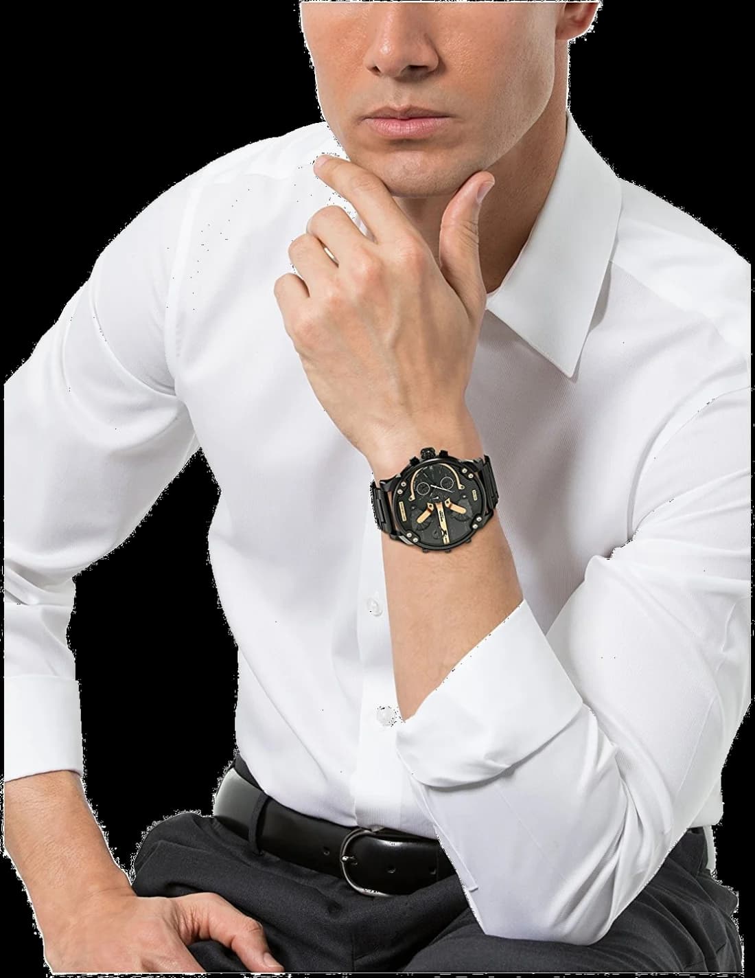 Montre Diesel DZ7312 Mr Daddy 2.0 acier noir rehauts or rose élégance contemporaine vue 4