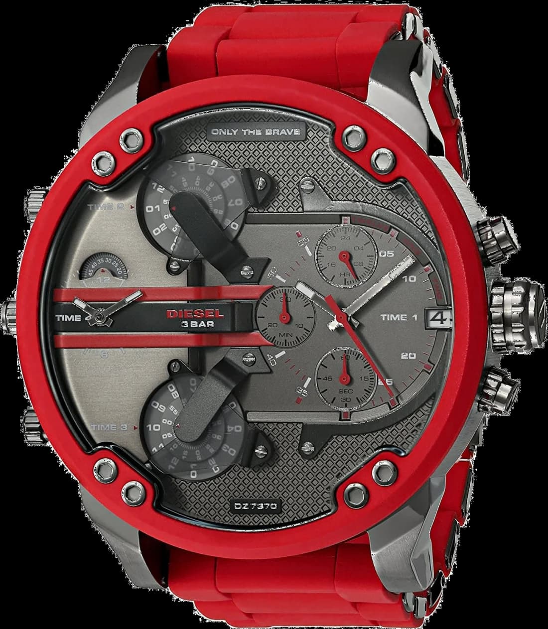 Montre Diesel Mr Daddy DZ7370 rouge acier et silicone XXL