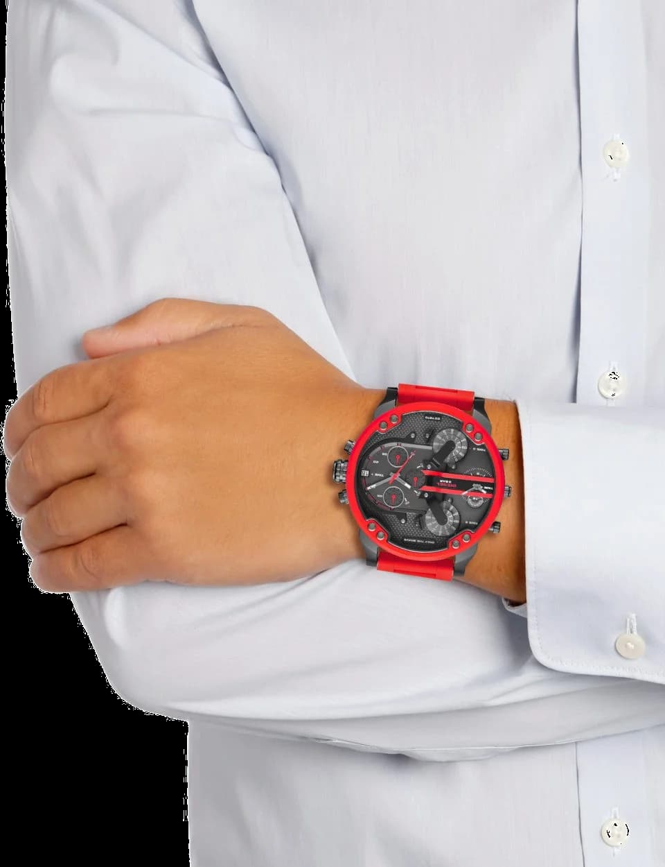 Montre Diesel Mr Daddy DZ7370 rouge acier et silicone XXL vue 4