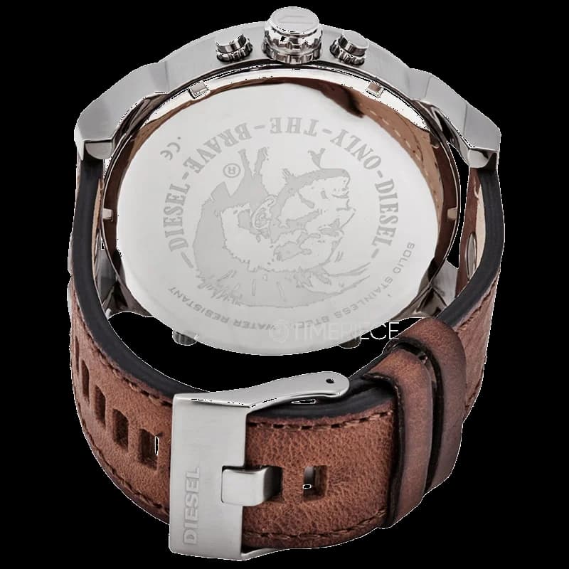 Montre Diesel DZ7413 Mr Daddy 2.0 bracelet cuir marron cadran noir chronographe vue 3