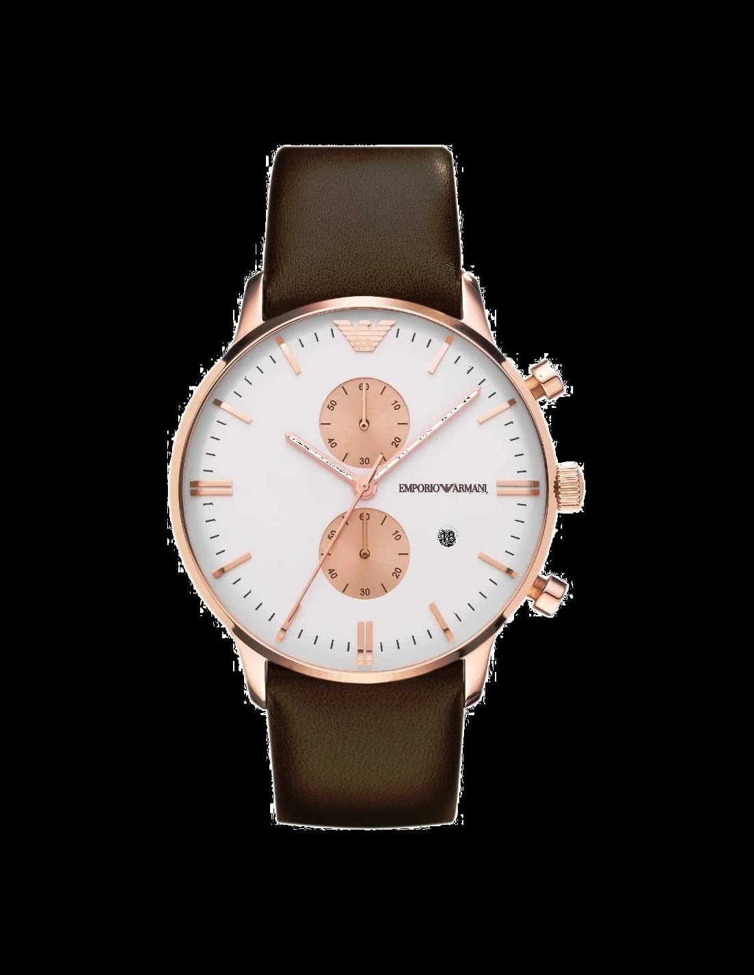 Montre Homme Emporio Armani AR0398 Bracelet Cuir Noir et Boîtier Acier