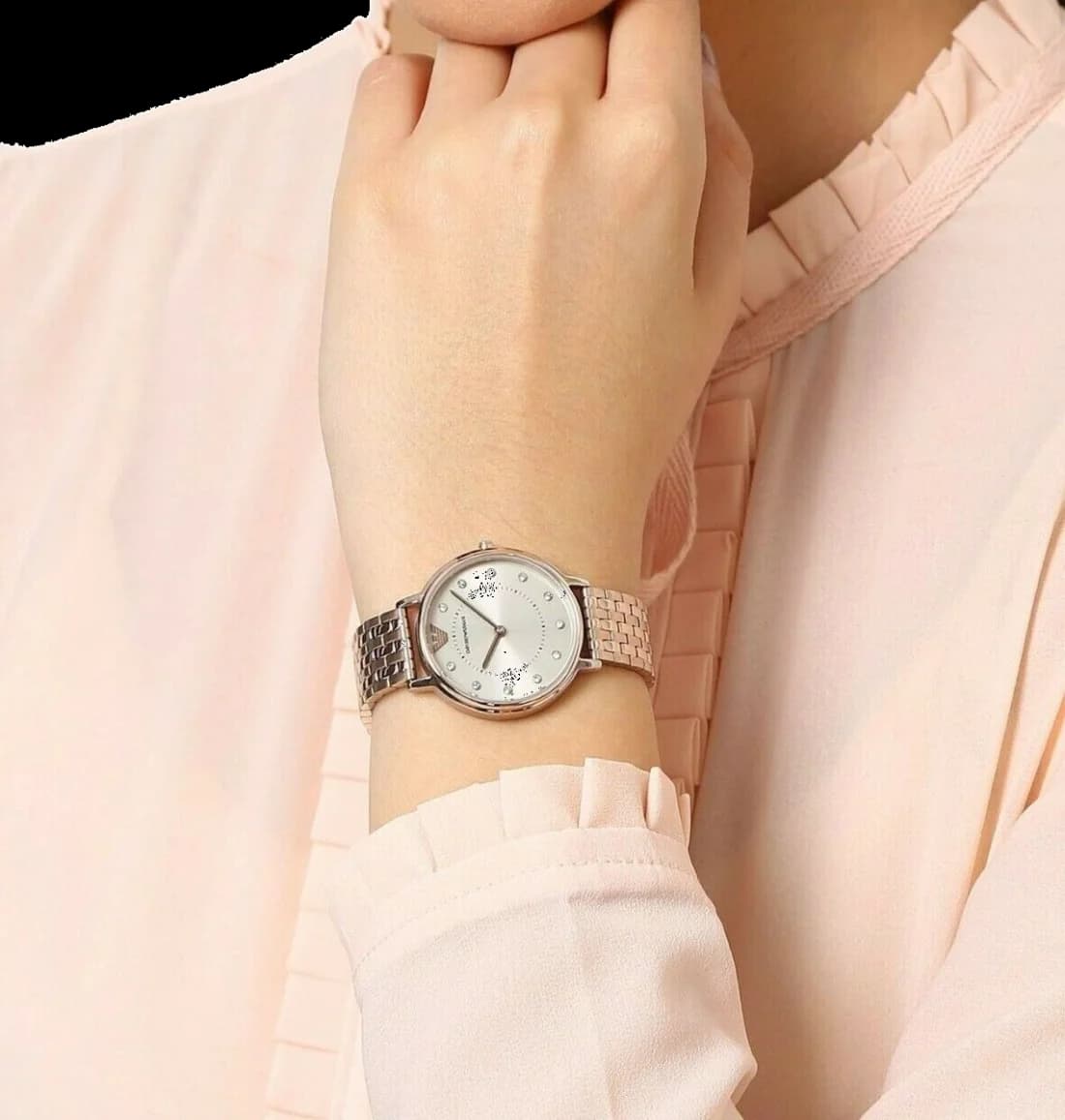 Montre femme Emporio Armani AR11062 en acier plaqué or rose vue 3