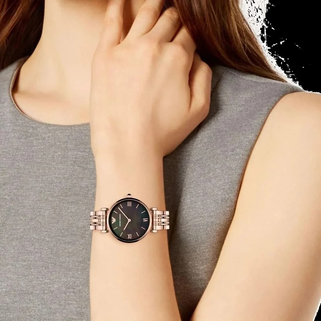 Montre Femme Emporio Armani AR11145 en acier or rose vue 3