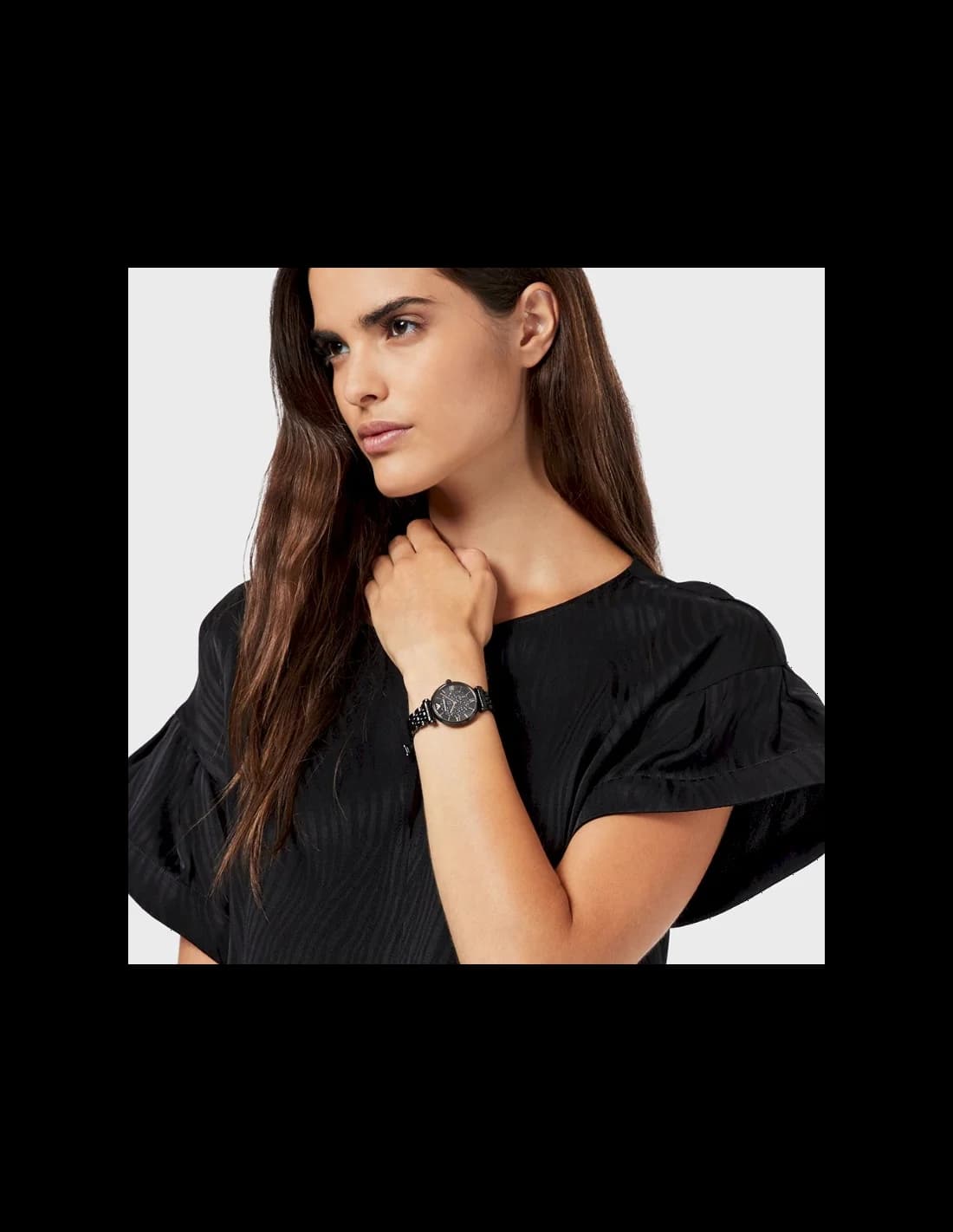Montre Emporio Armani AR11245 en acier maille milanaise noir vue 4