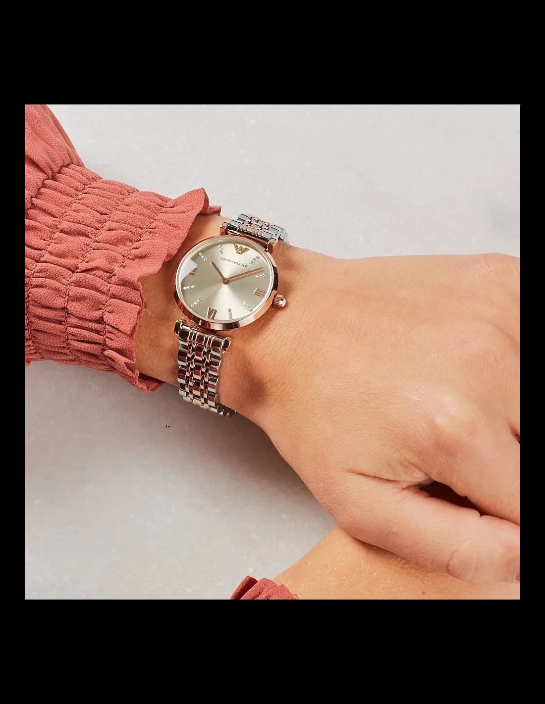 Montre Emporio Armani AR1840 en Acier Bi-ton et Index Strass vue 4