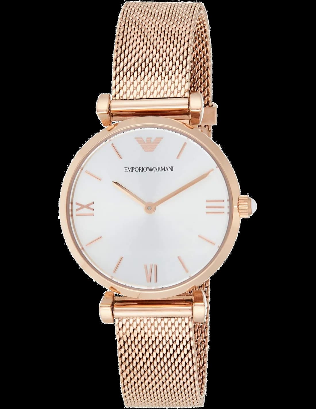 Montre Emporio Armani AR1956 en acier or rose et maille milanaise