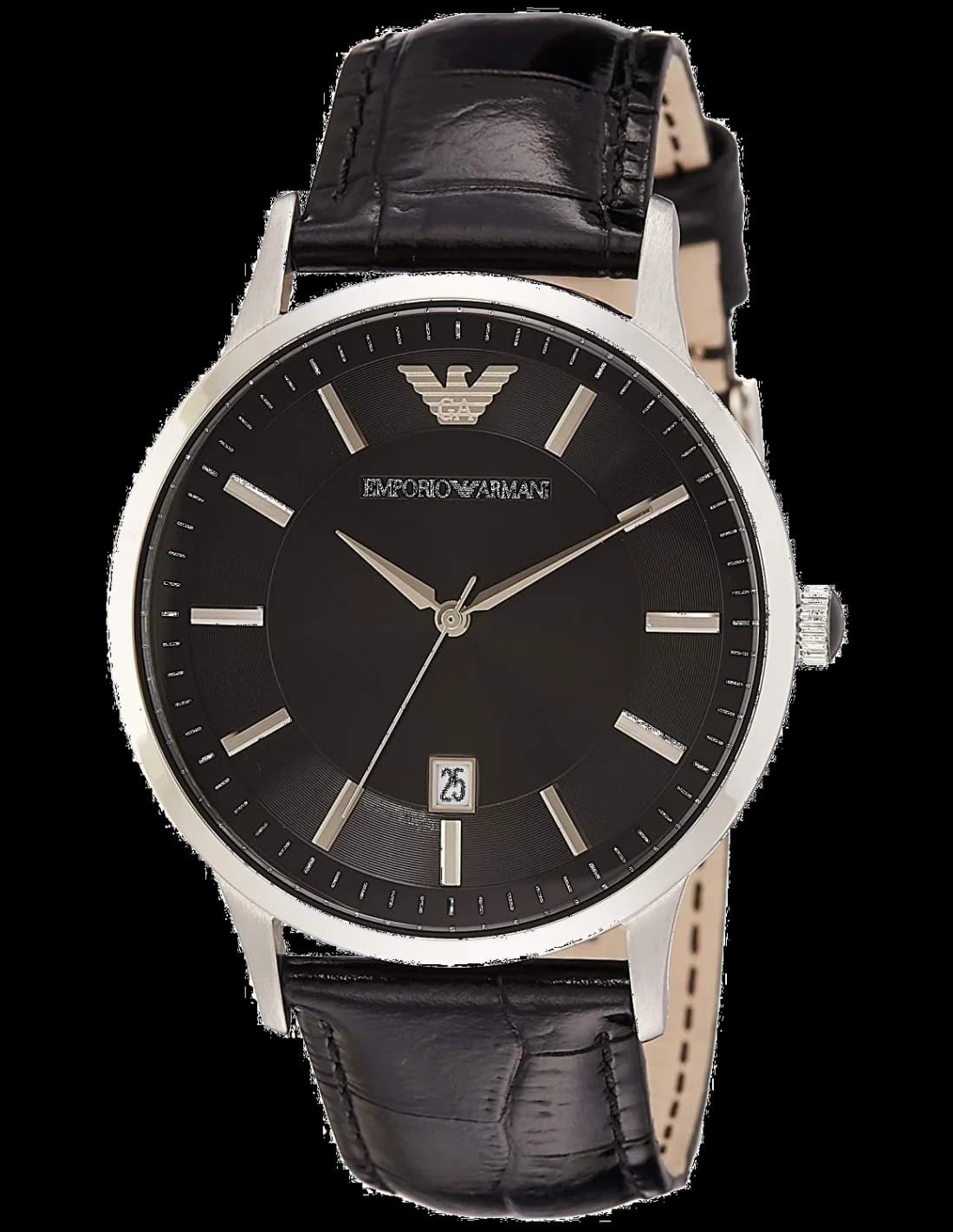 Montre Emporio Armani AR2411 avec Cadran Noir et Bracelet en Cuir