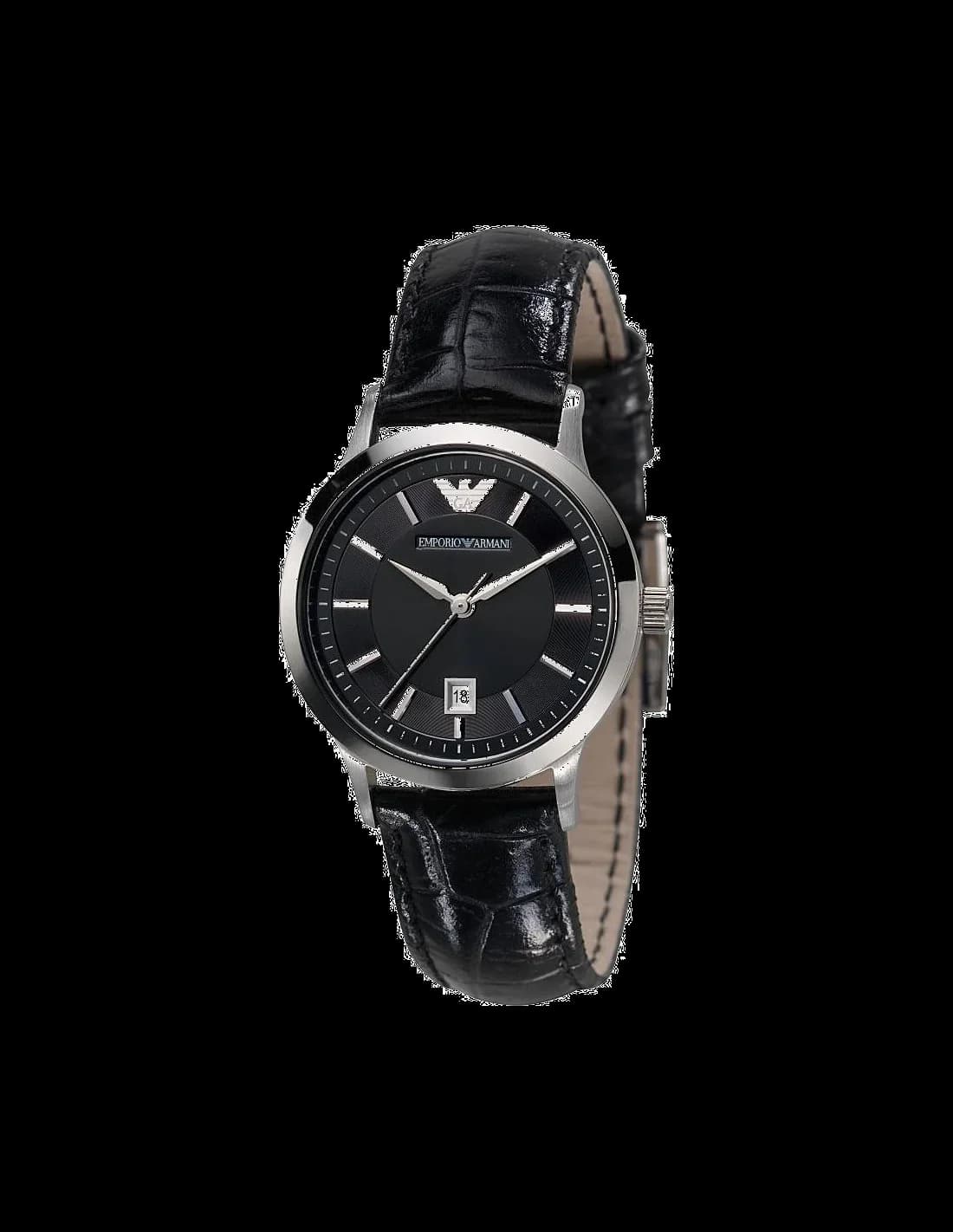 Montre Femme Emporio Armani AR2412 Bracelet en cuir verni noir