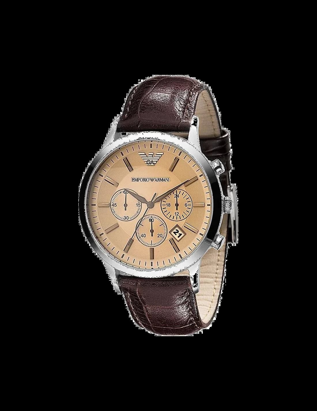 Montre Emporio Armani AR2433 en Acier Argenté et Cuir Marron