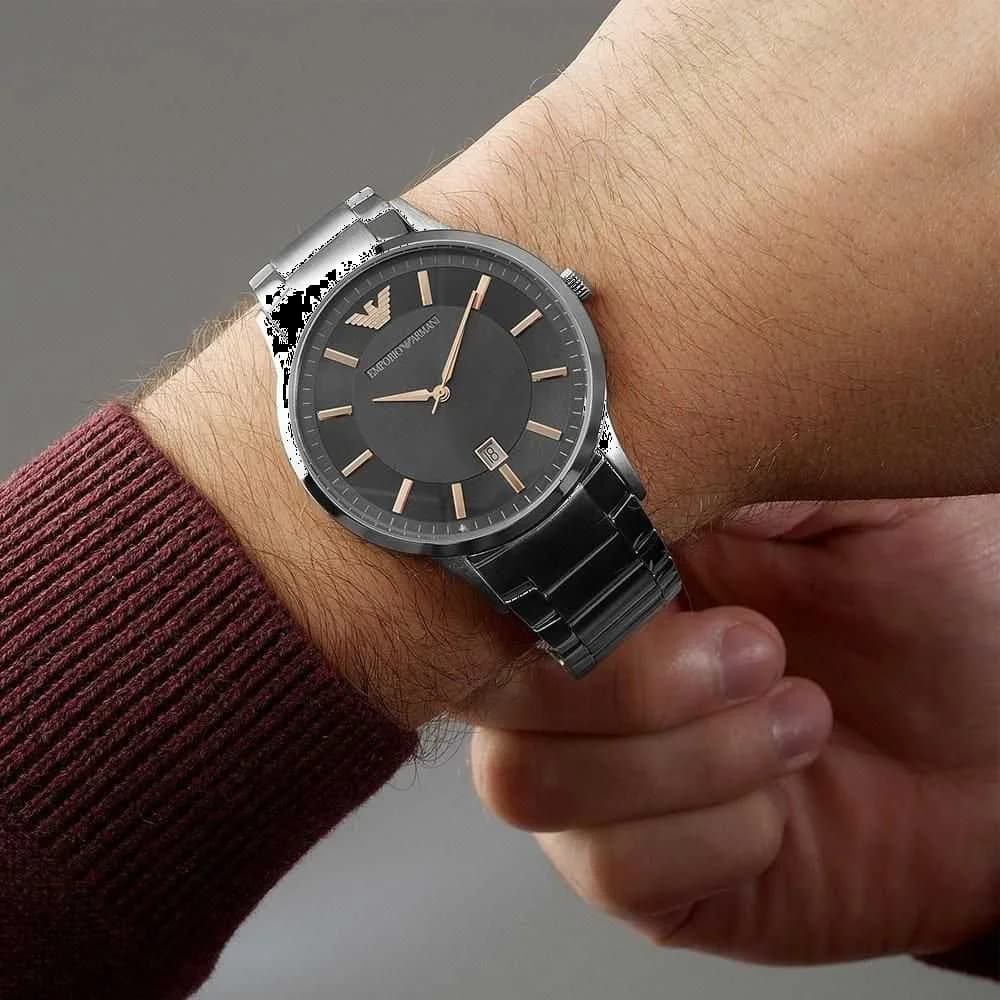 Montre Homme Emporio Armani Renato AR2514 cadran noir marqueurs or rose vue 4