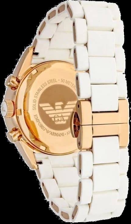 Montre Emporio Armani AR5920 Chronographe Bracelet Silicone Blanc vue 2