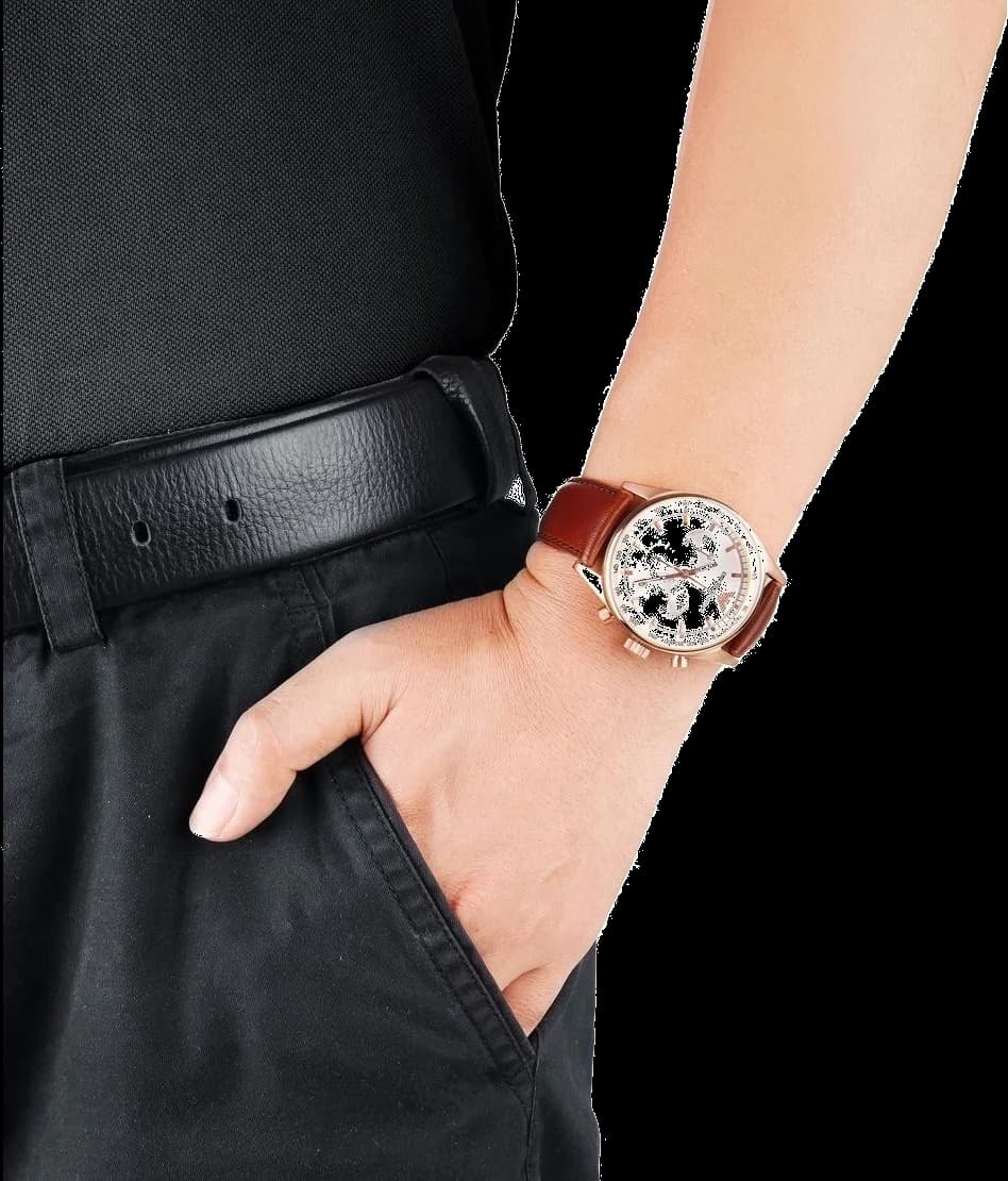 Montre Femme Emporio Armani Sportivo AR5996 Bracelet en cuir marron vue 3