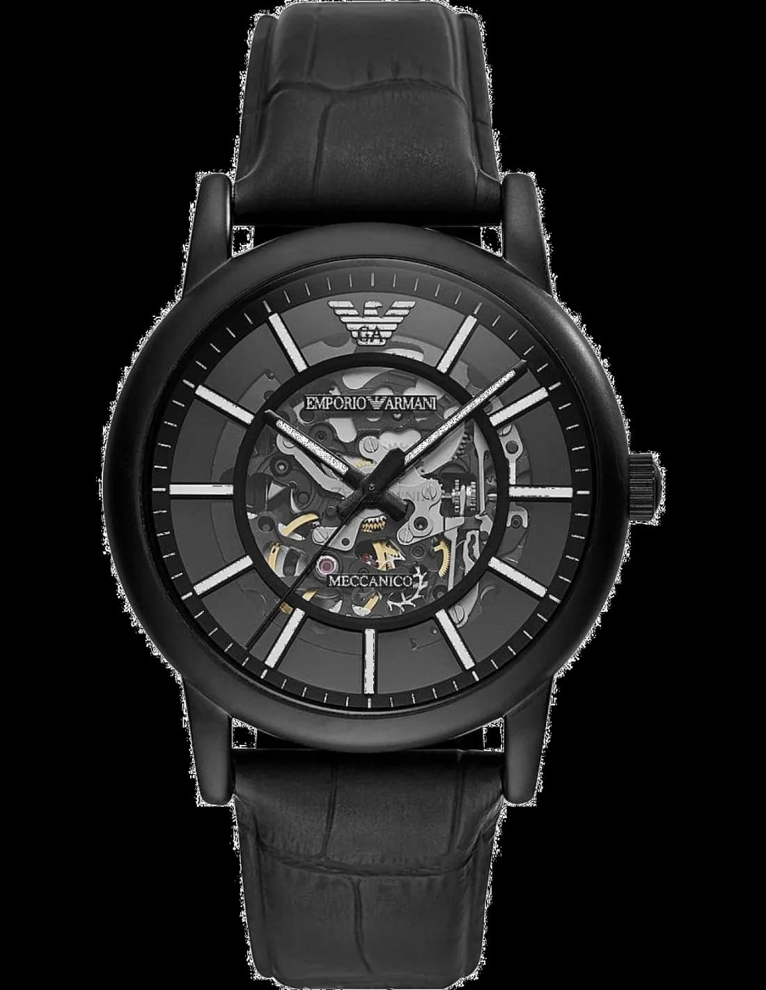 Montre Emporio Armani Meccanico AR60008 Bracelet cuir noir