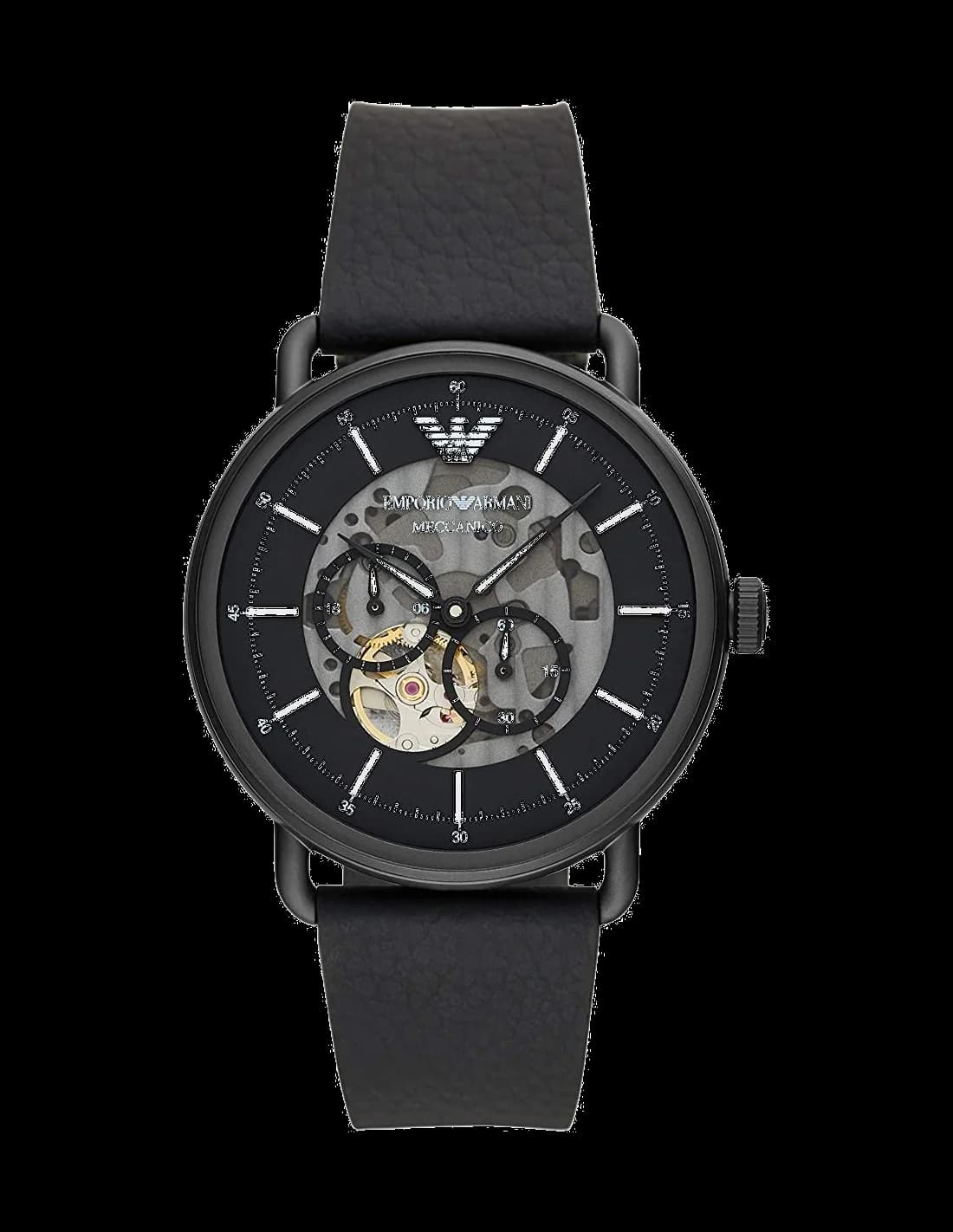 Montre Emporio Armani AR60028 Cadran Squelette Bracelet Cuir Noir