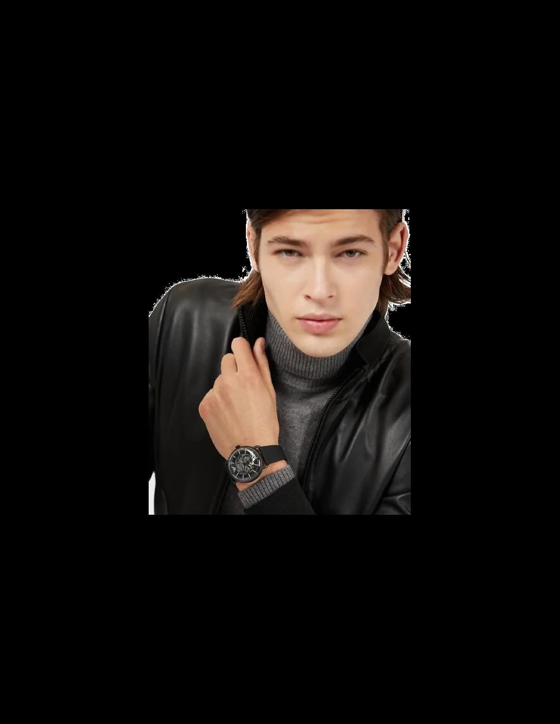 Montre Emporio Armani AR60028 Cadran Squelette Bracelet Cuir Noir vue 4