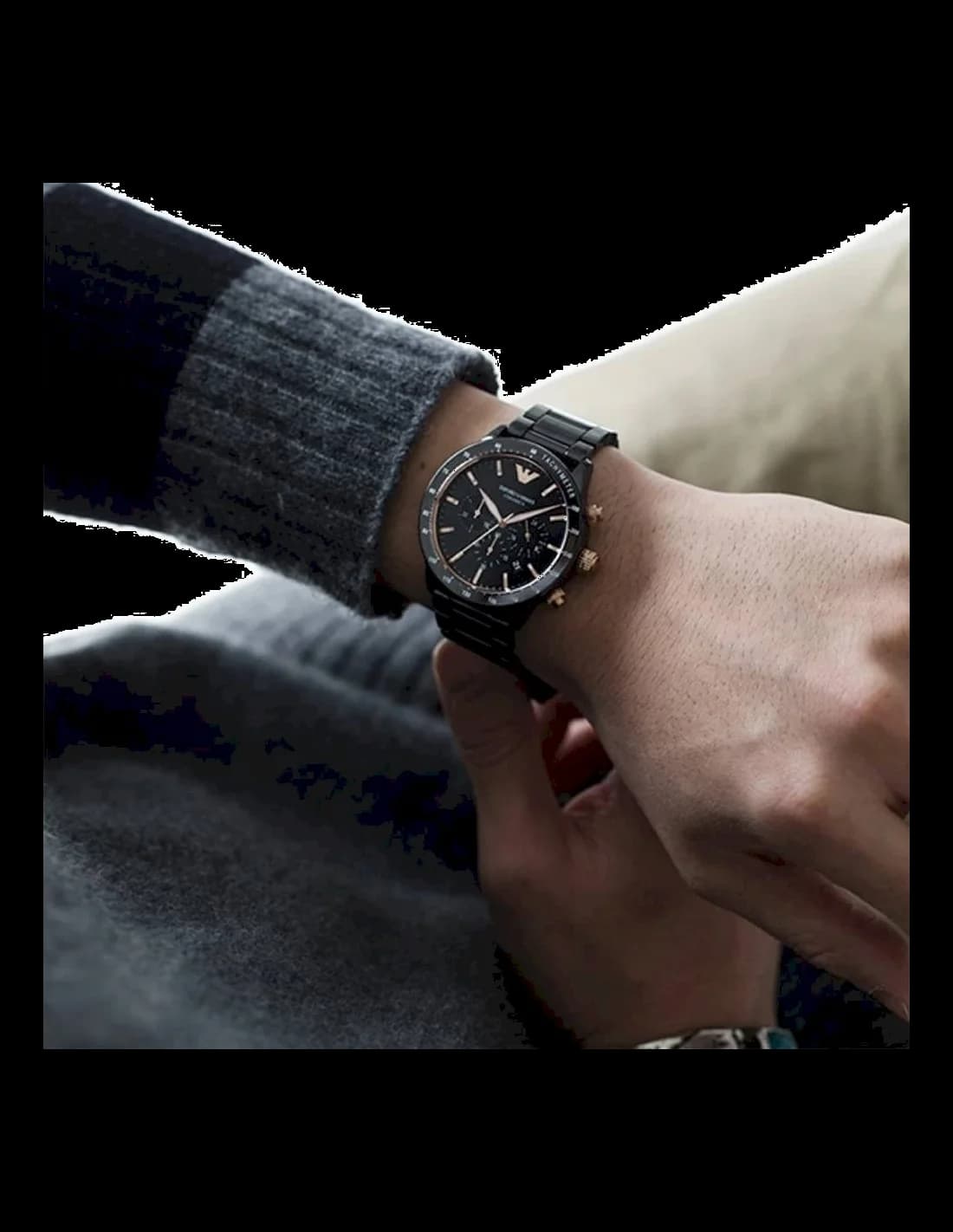 Montre Homme Emporio Armani Ceramica AR70002 Chronomètre en céramique noir vue 4