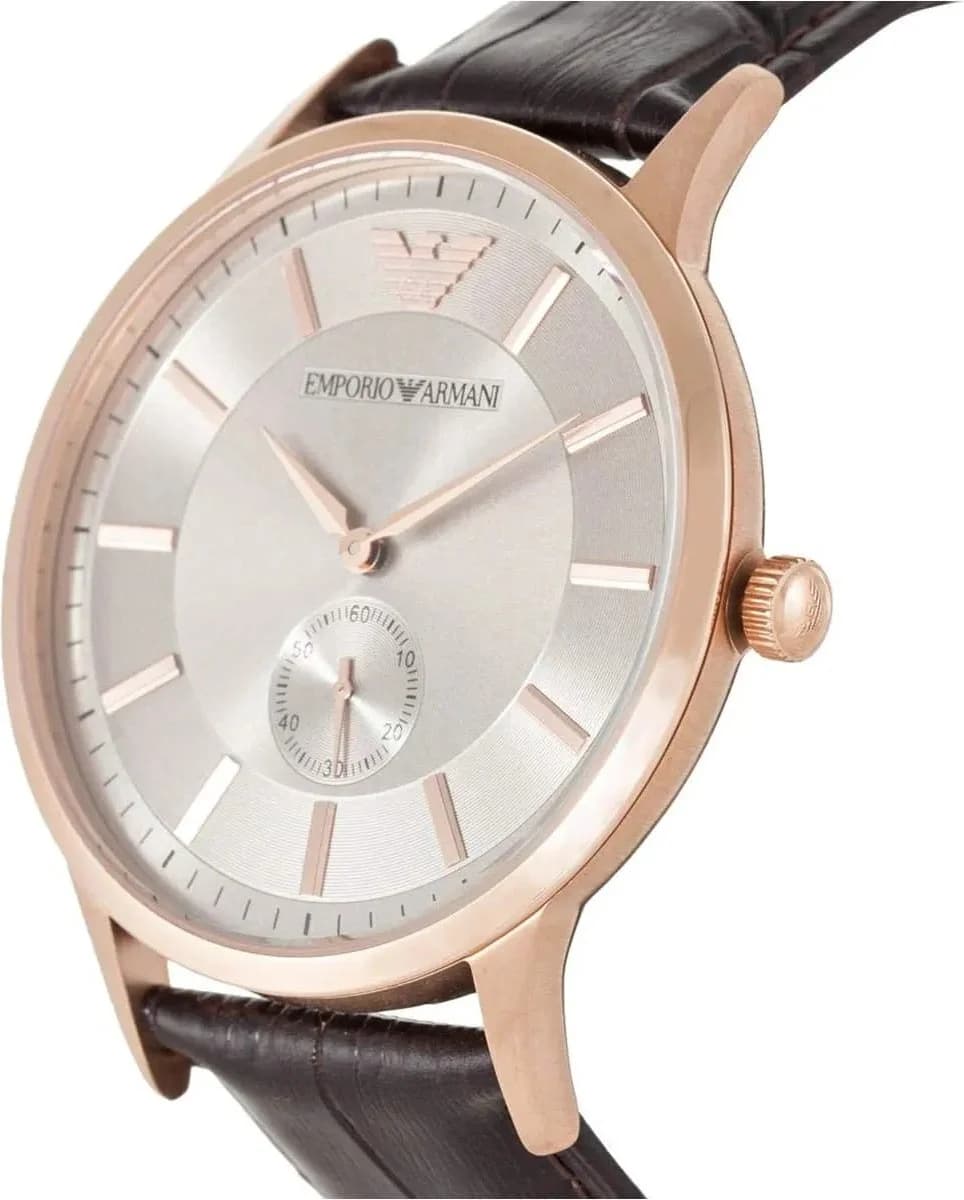 Montre Emporio Armani AR9101 en Acier Argenté et Cuir Marron vue 2