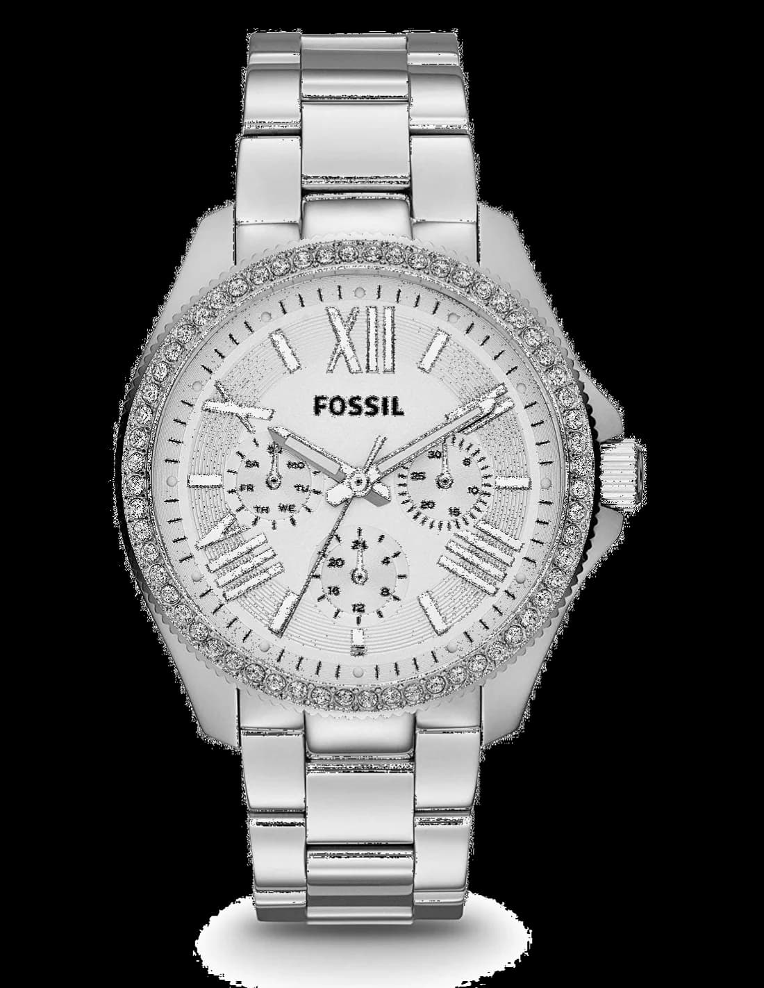 Montre Femme Fossil AM4481 Argentée avec Strass et Bracelet Acier