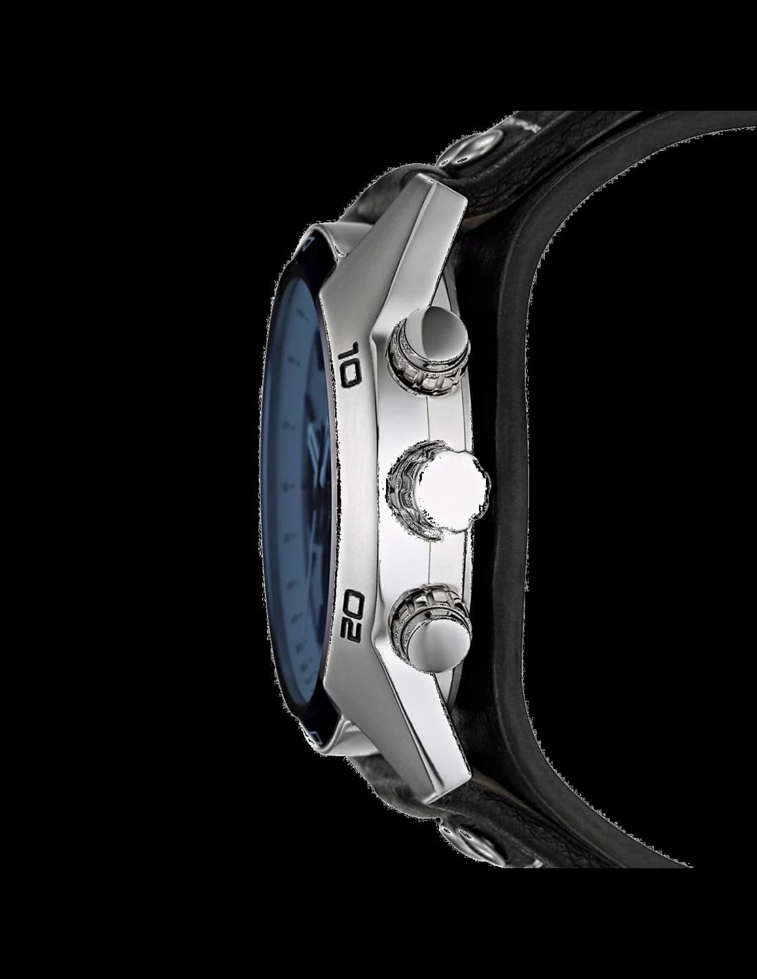 Montre chronomètre Fossil CH2564 Coachman bracelet de force en cuir cadran bleu vue 3