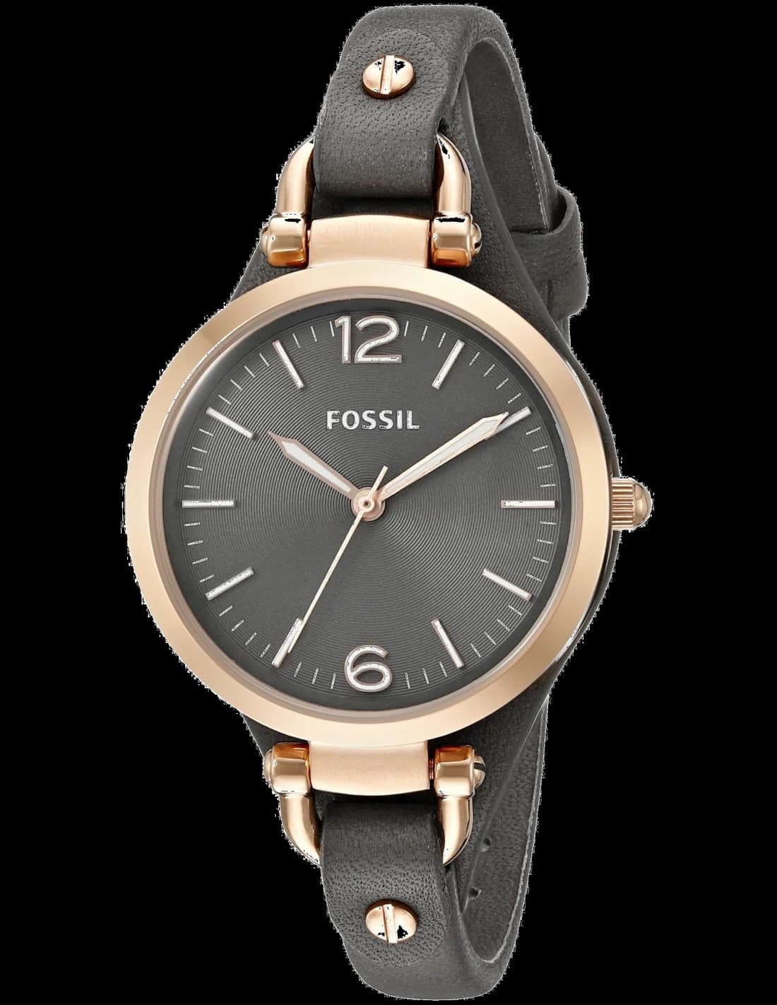 Montre Fossil ES3077 Boîtier Or Rose et Bracelet Cuir Gris