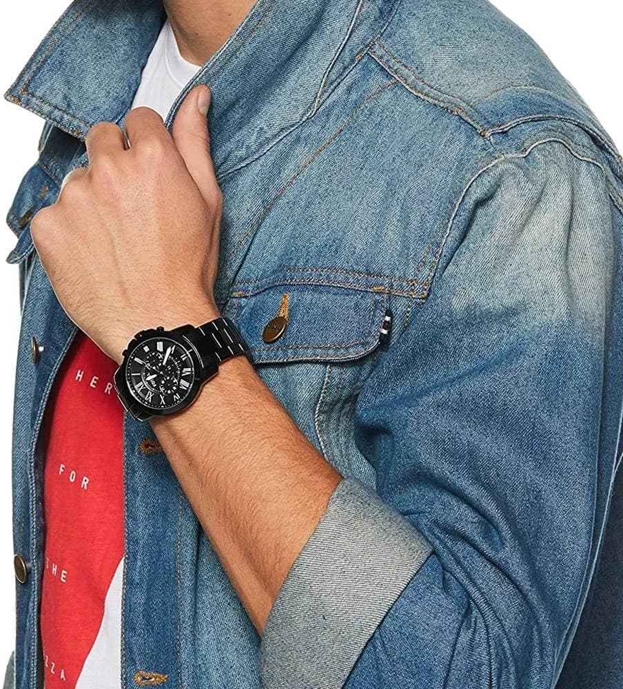 Montre Fossil FS4832 en Acier Noir avec Chiffres Romains vue 4