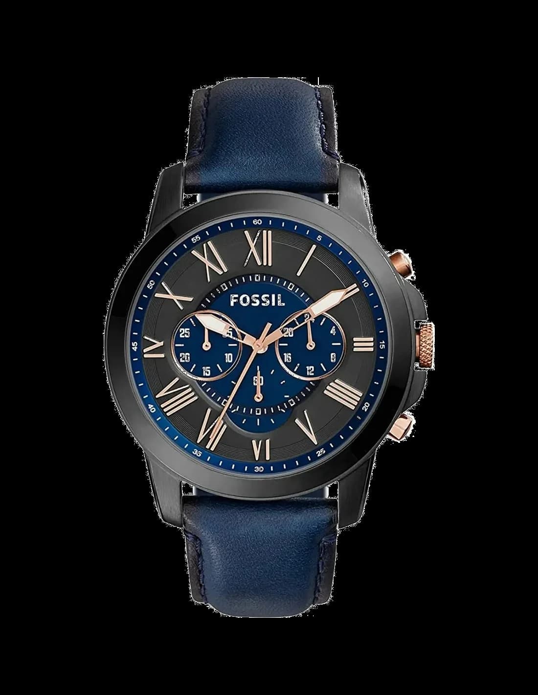 Montre Homme Fossil Grant FS5061 chronomètre sport bleu nuit